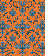 Ornate Blue Fleur-de-lis Pattern Rug