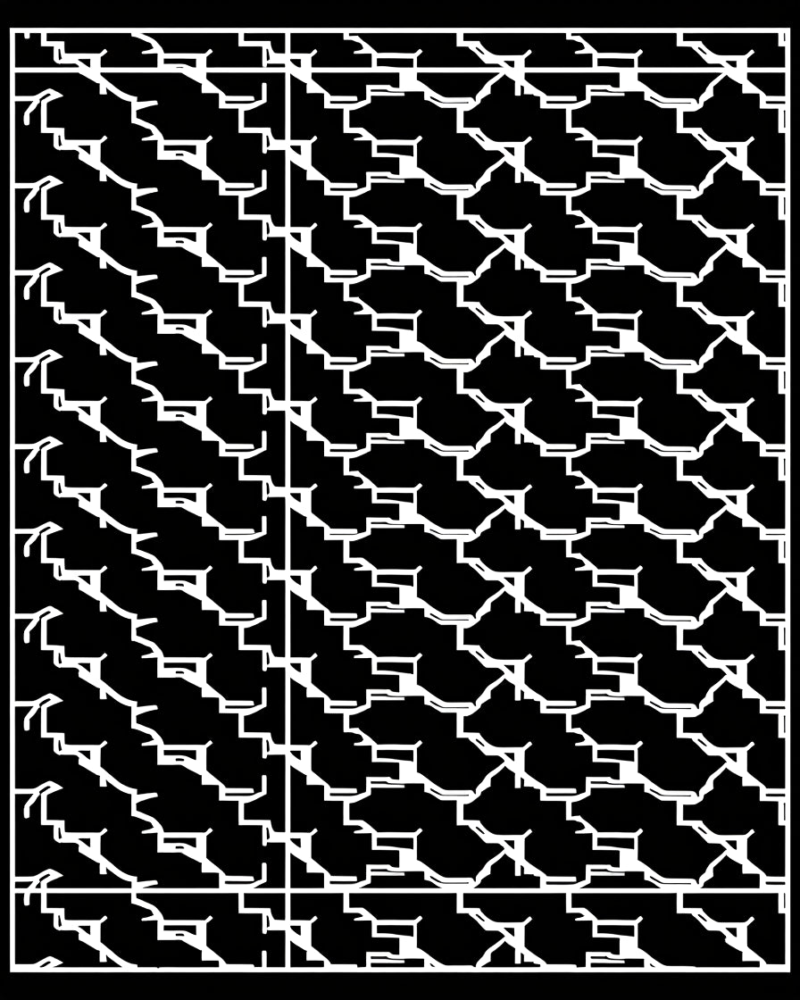 Modern Black White Geometric Pattern Rug