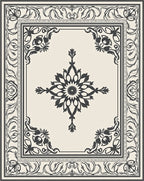 Ornate Floral Scrollwork Motif Rug