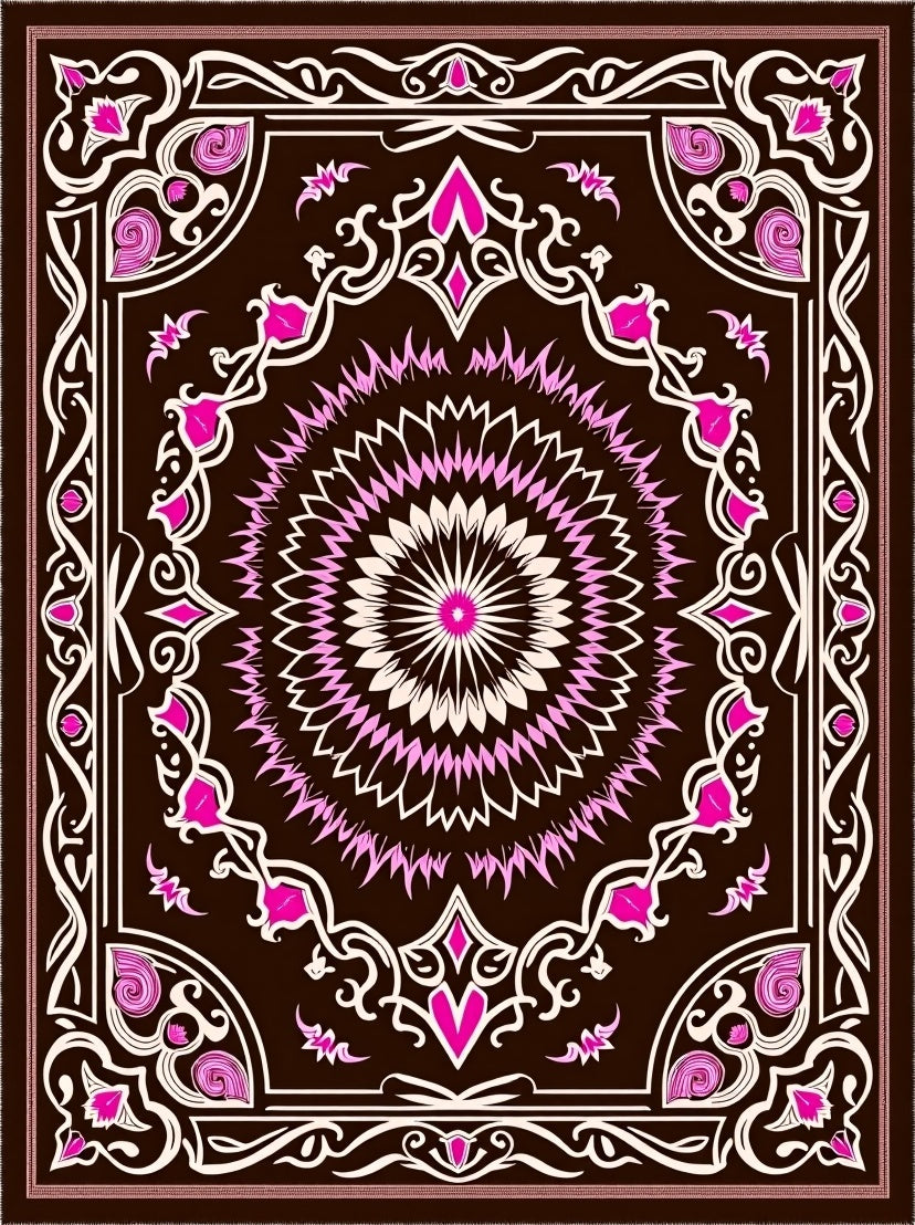 Vibrant Floral Mandala Inspired Design Rug