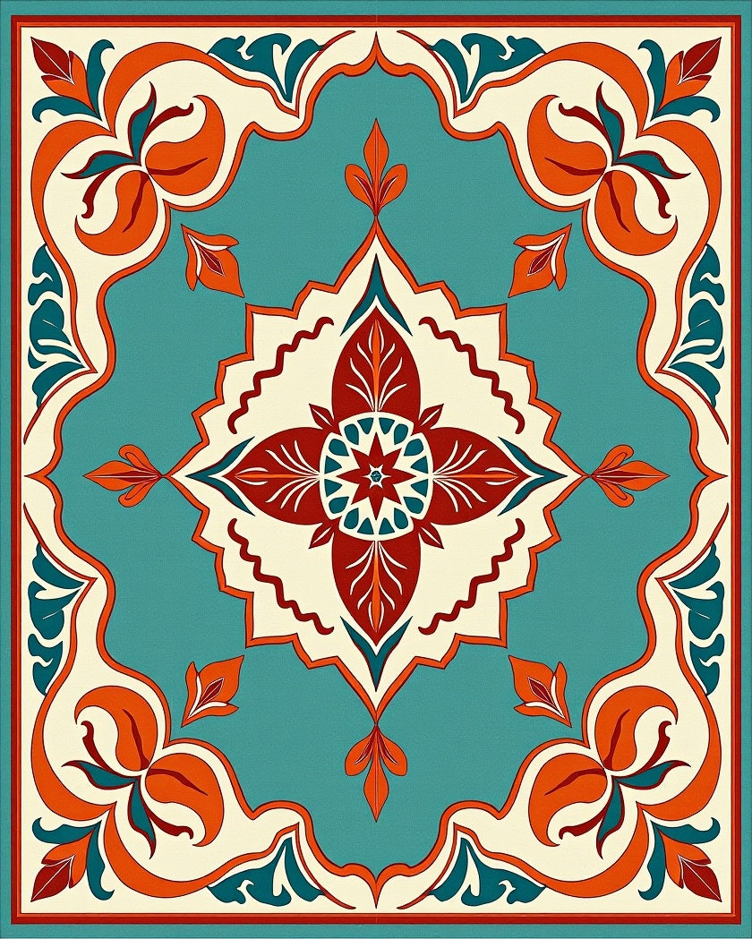 Classic Medallion Floral Border Rug