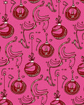 Pink Holiday Ornaments Line Art Rug