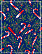 Blue Candy Cane Pine Sprig Toss Rug