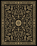 Golden Floral Scrollwork Mandala Rug