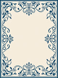 Damask Floral Scroll Border Design Rug