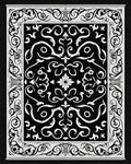 Ornate Black White Swirl Pattern Rug
