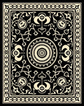 Black Cream Intricate Floral Mandala Rug