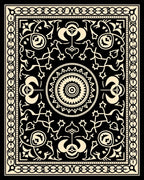 Black Cream Intricate Floral Mandala Rug