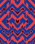 Striking Geometric Red Blue Pattern Rug