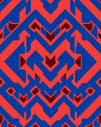 Striking Geometric Red Blue Pattern Rug