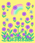 Groovy Flower Garden With Rainbow Rug