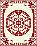 Classic Red Floral Medallion Frame Design Rug