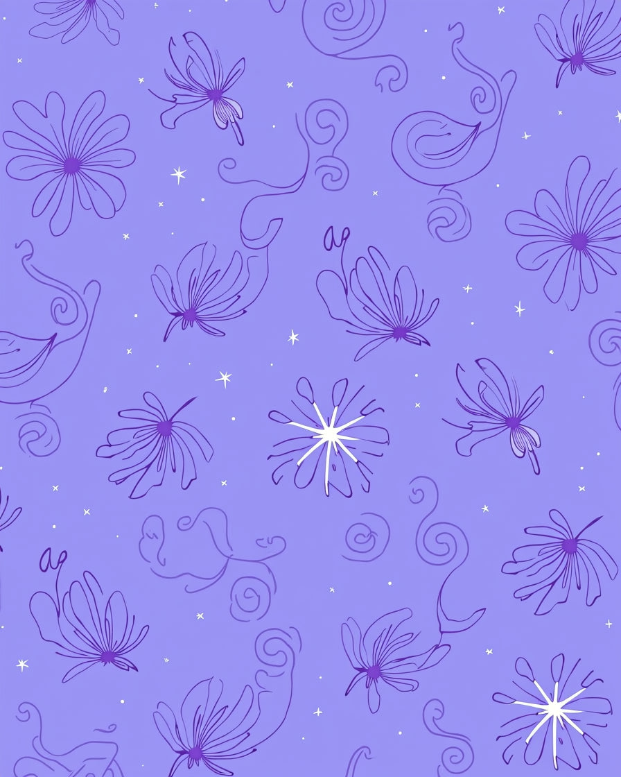 Whimsical Floral Swirl Pattern Design Rug