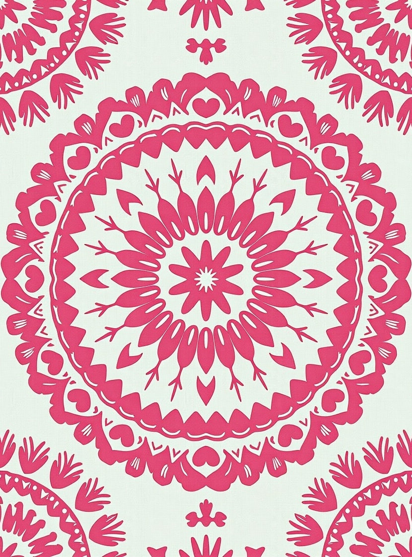 Fuchsia Mandala Floral Pattern Rug