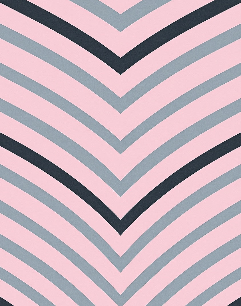 Pink Gray Chevron Pattern Design Rug