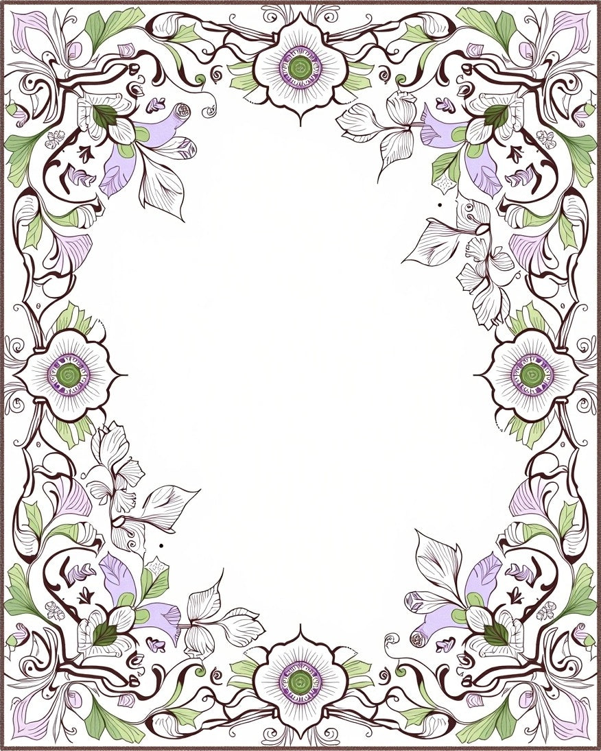 Ornate Lavender Botanical Swirls Rug