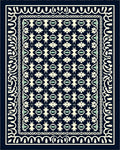 Dark Blue Cream Floral Garden Rug