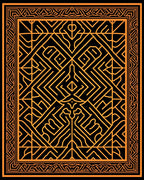Intricate Geometric Lines Black Gold Rug