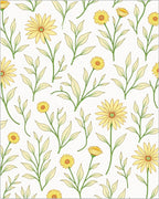Yellow Daisy Floral Botanical Pattern Rug