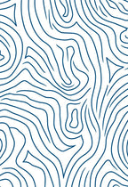 Abstract Blue Curved Line Pattern Rug