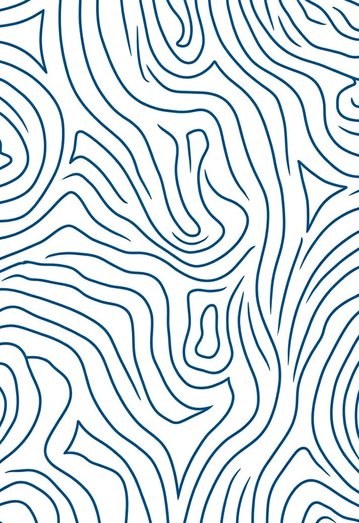 Abstract Blue Curved Line Pattern Rug