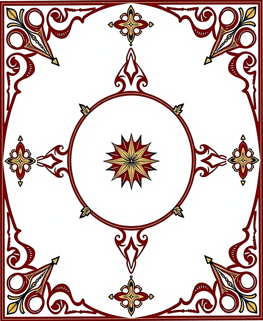 Maroon Gold Antique Medallion Design Rug