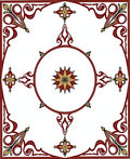 Maroon Gold Antique Medallion Design Rug