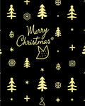 Festive Gold Christmas Trees Snowflakes Accents Rug
