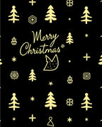 Festive Gold Christmas Trees Snowflakes Accents Rug