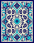 Intricate Floral Medallion Navy Aqua Design Rug