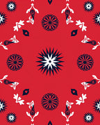 Red Graphic Sunburst Floral Pattern Rug