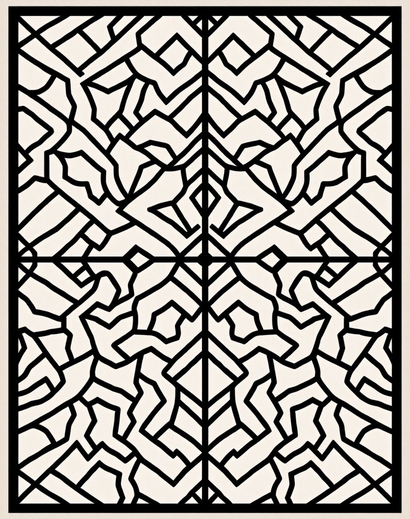 Black Geometric Abstract Pattern Rug