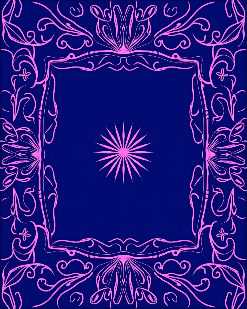 Bold Pink Floral Frame Rug