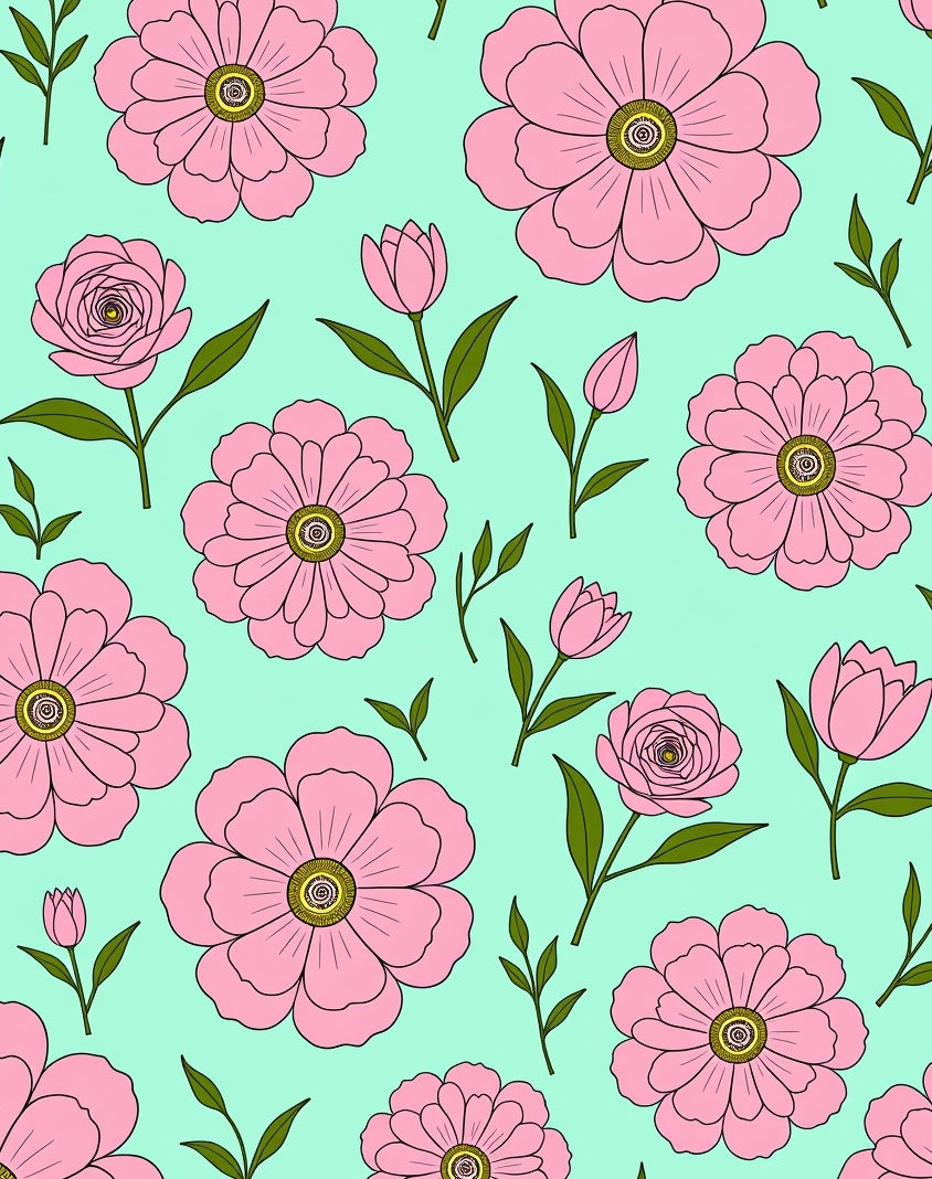 Pink Flower Pattern Design Rug