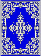 Elegant Ivory Floral Blue Border Rug