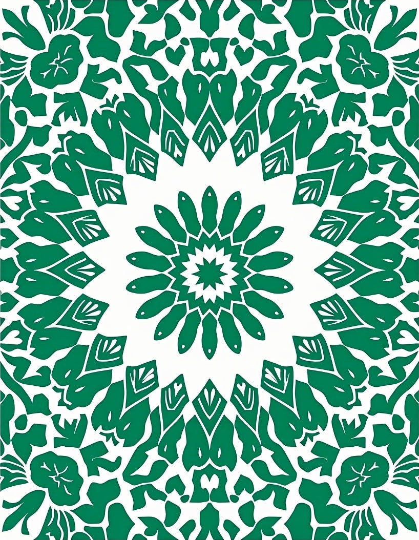 Green Floral Mandala Pattern Rug