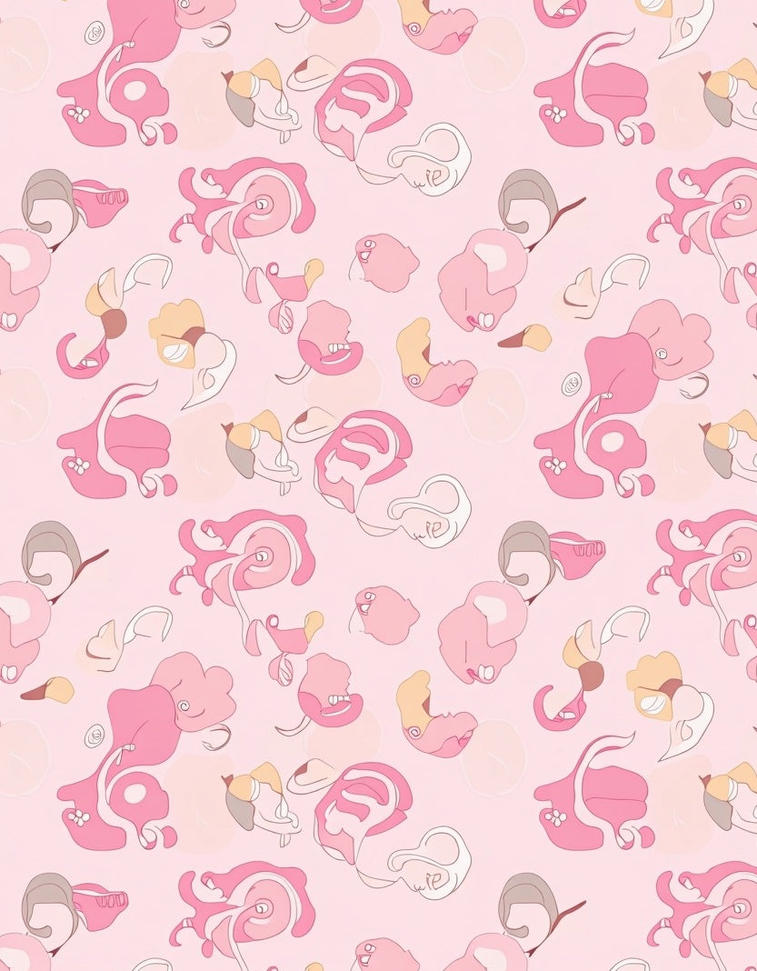 Abstract Pink Swirls Shapes Rug