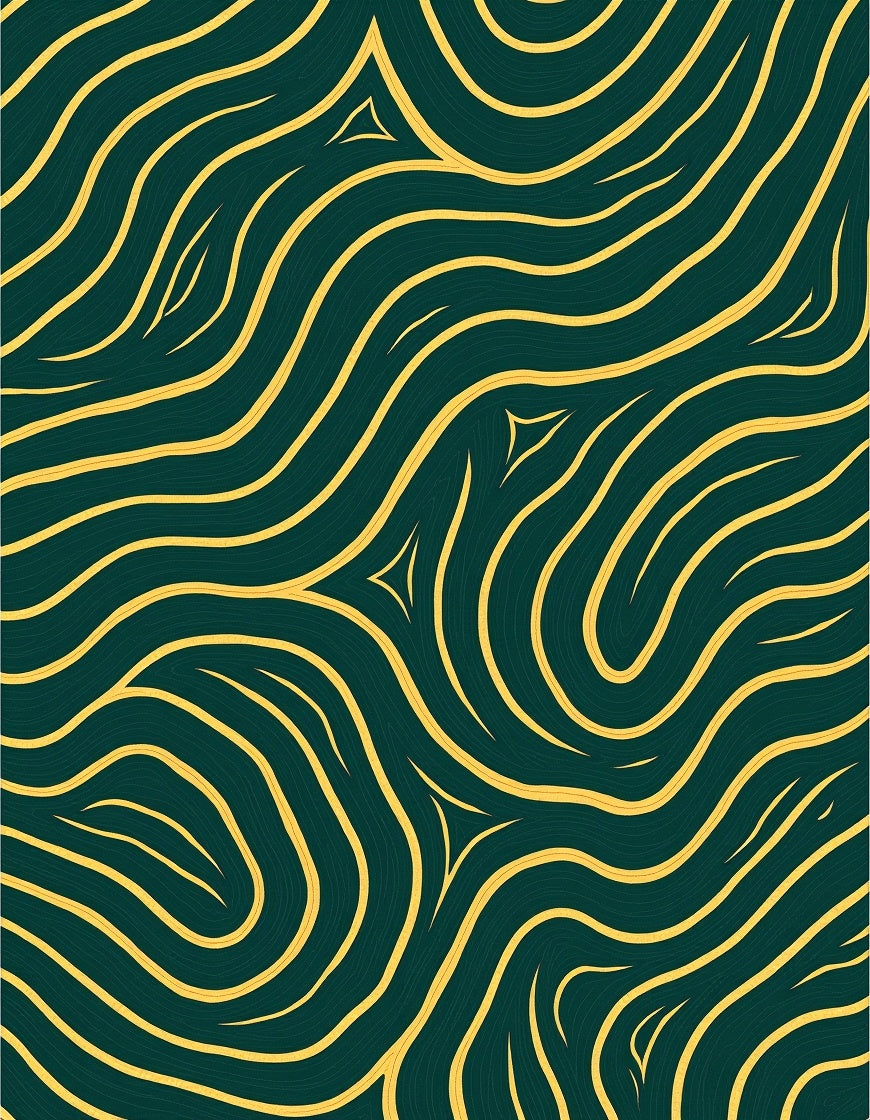 Bold Yellow Wavy Geometric Design Rug