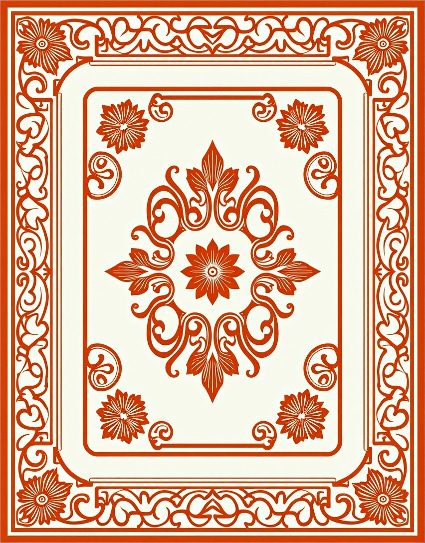 Ornate Floral Crest Pattern Rug