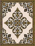 Classic Black Gold Floral Square Pattern Rug