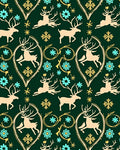 Tan Reindeer Teal Snowflake Whimsical Rug