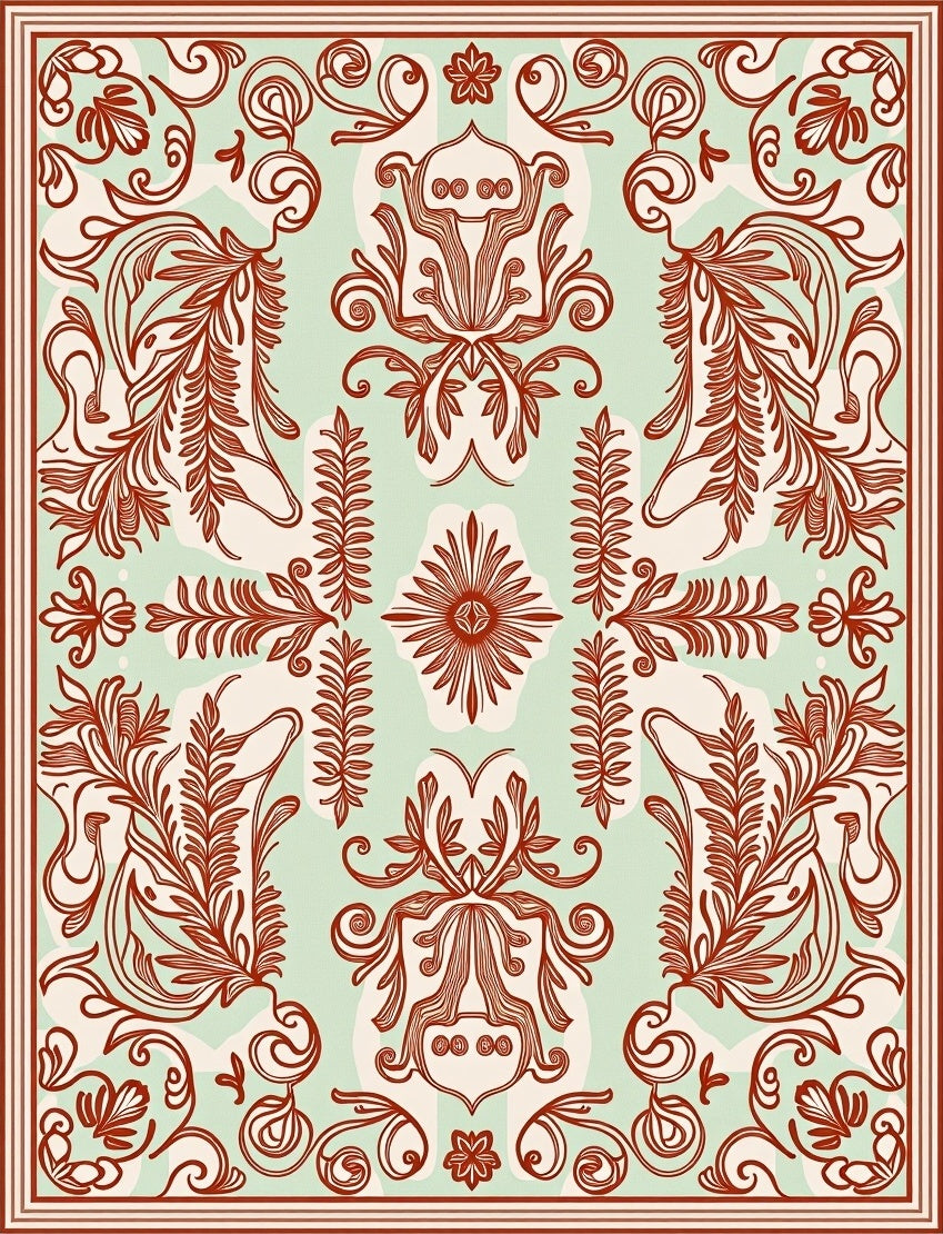 Vintage Floral Scrollwork Pattern Rug