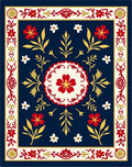 Folk Floral Medallion Navy Rug