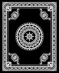 Intricate Black White Floral Mandala Border Rug