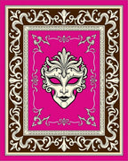 Ornate Mask Floral Border Design Rug