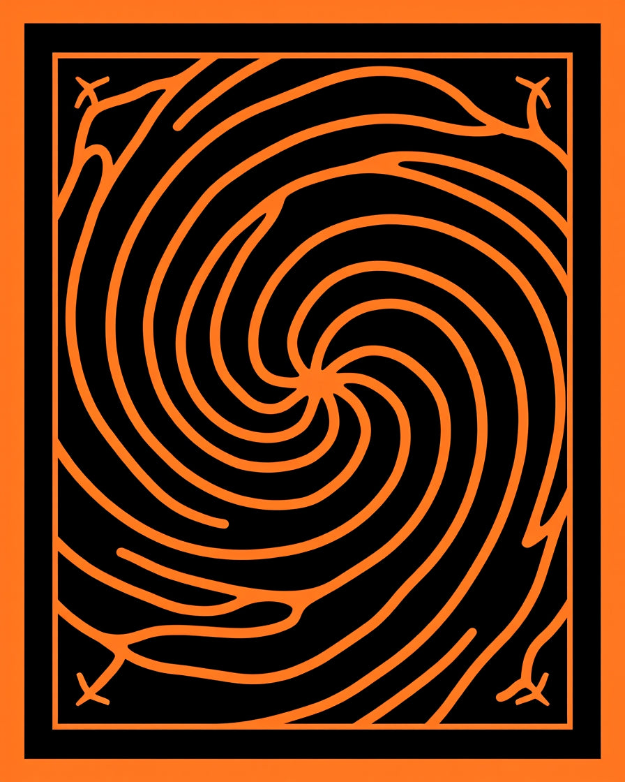 Abstract Swirl Pattern Orange Black Rug