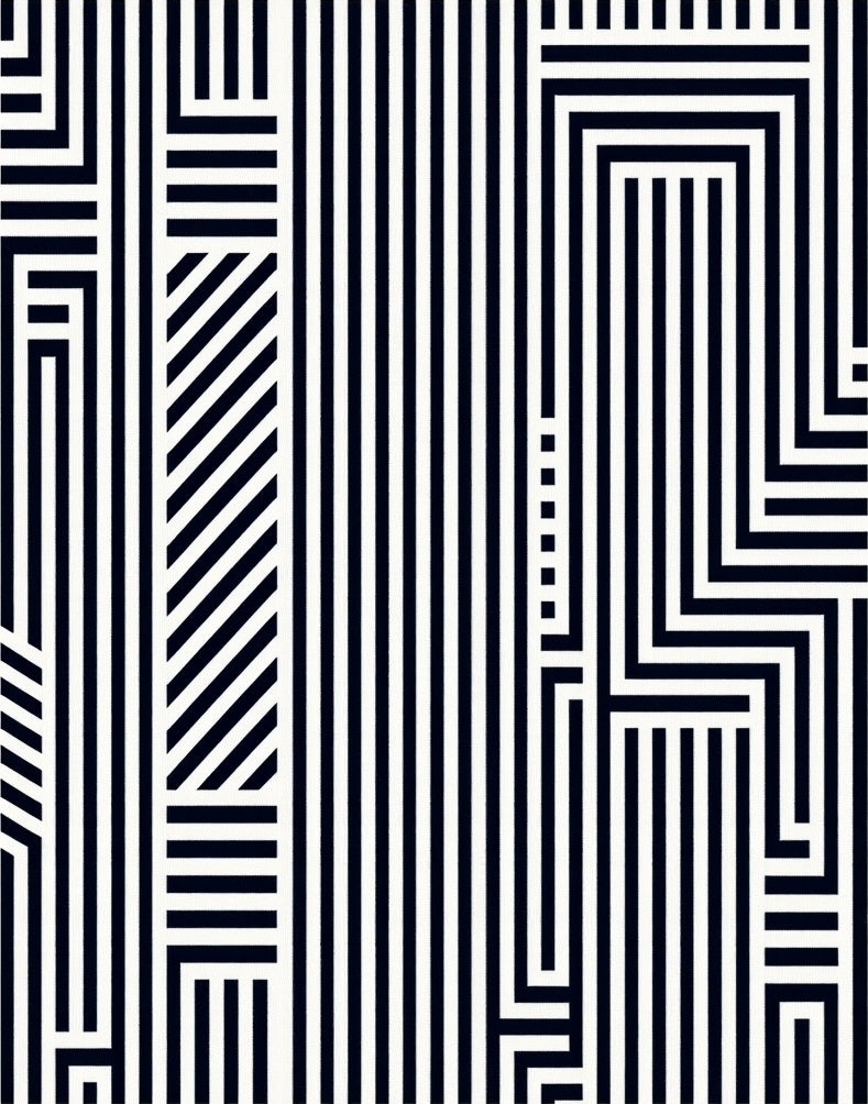 Modern Black White Geometric Stripe Rug