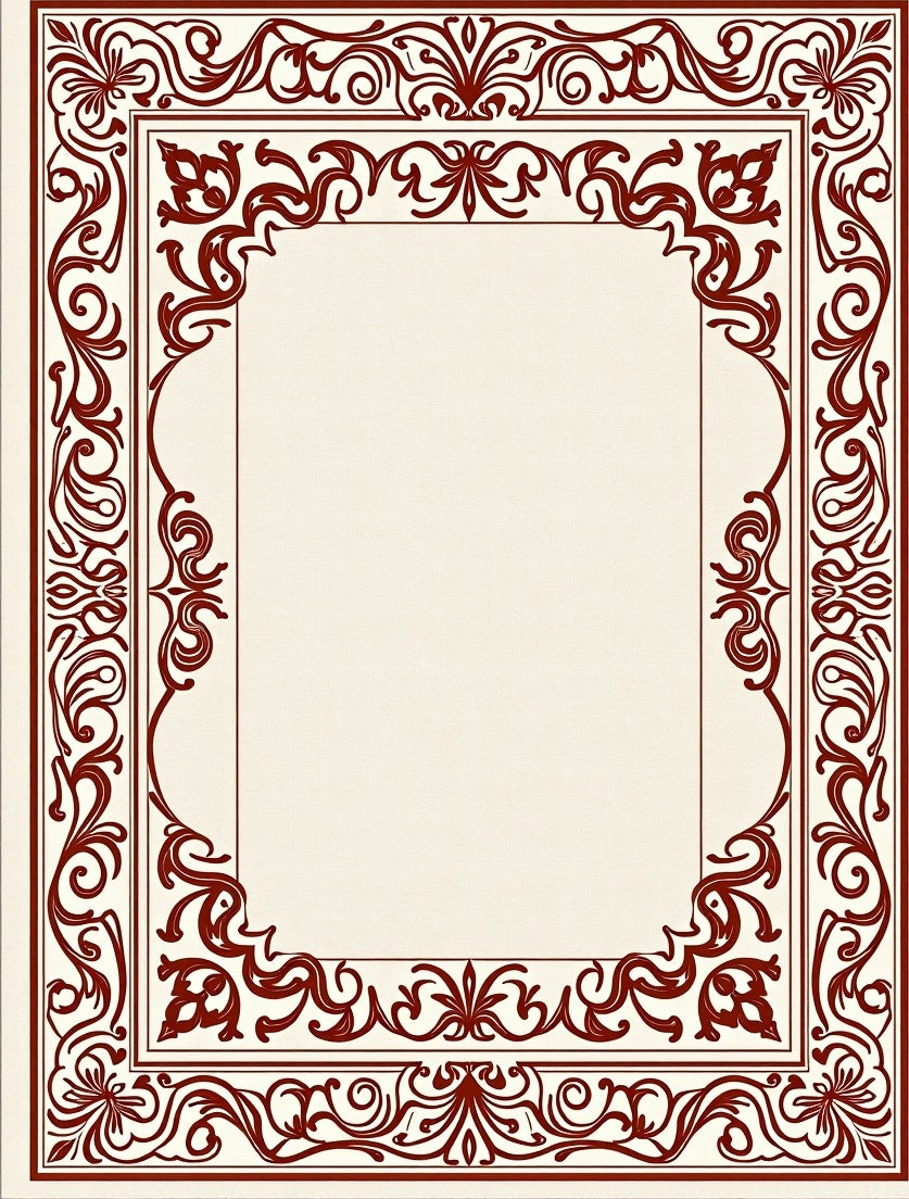 Elegant Red Floral Traditional Frame Rug