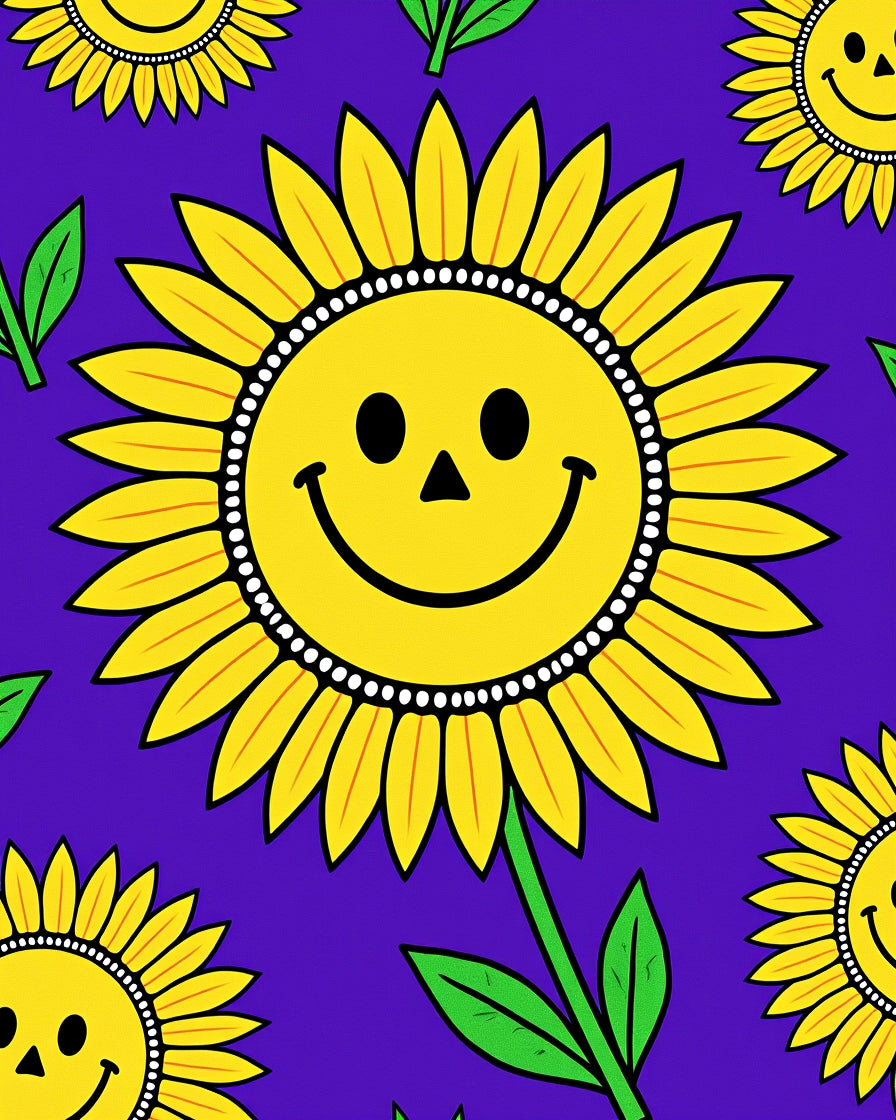 Happy Sunflower Pattern Design Rug