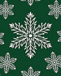 White Snowflake Pattern On Green Background Rug